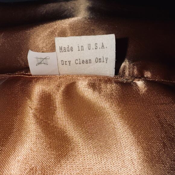 VTG 90s Floral Tapestry Medium Vest Cream Jacquard Peach Satin Button Cottage - Picture 7 of 7